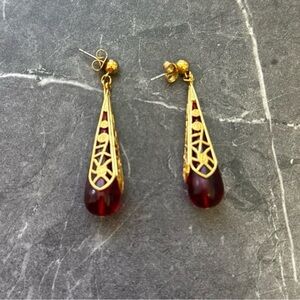 Vintage Avon Modern Red Filigree Earrings